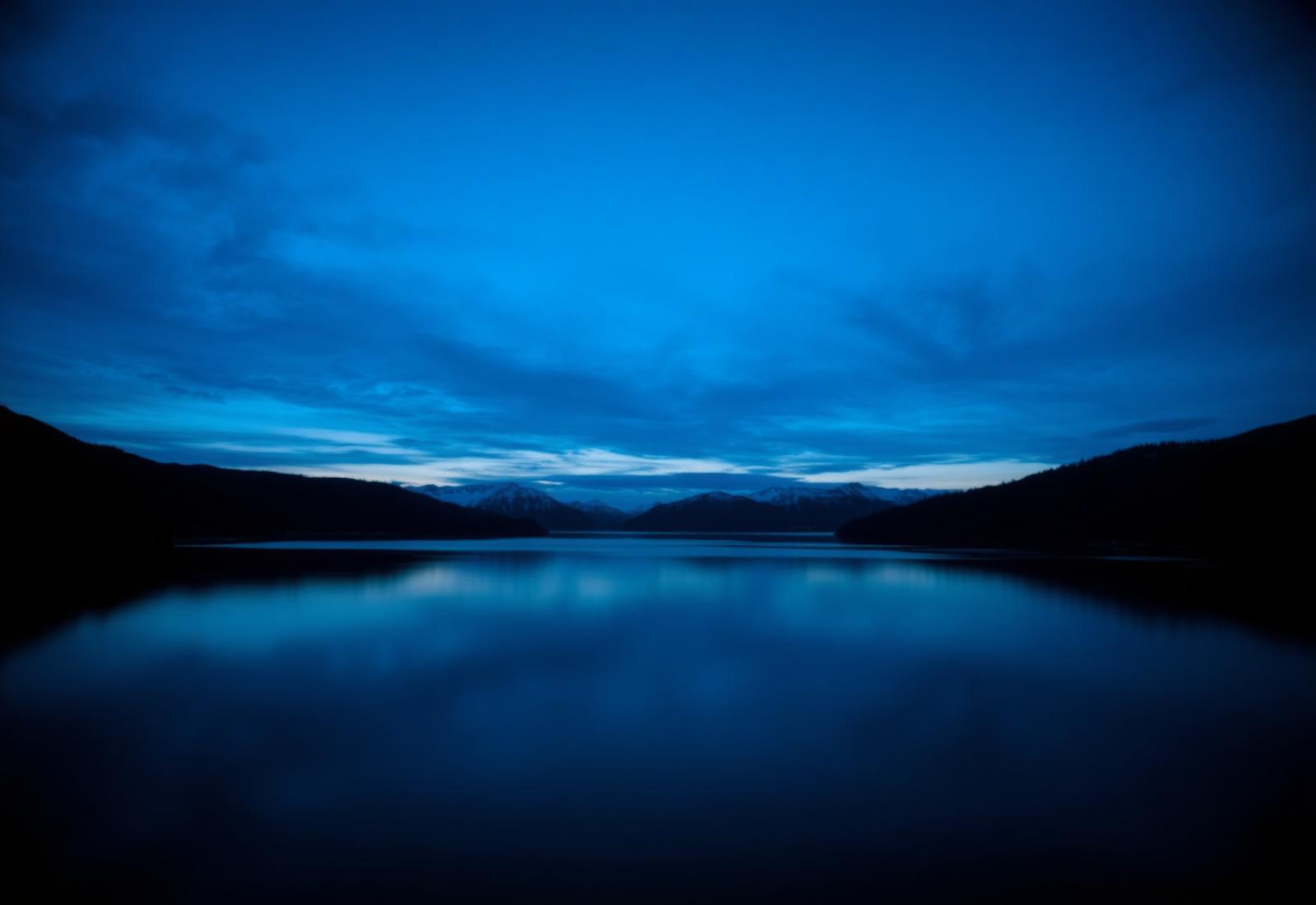 Alpine lake at dusk